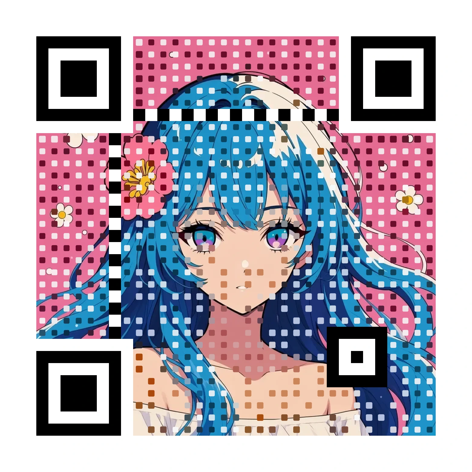 An illustration rendered as a working QR code, keeping its own colours